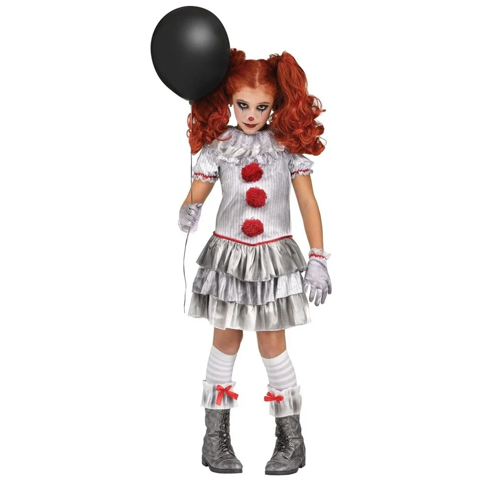 Carnevil Clown Costume Dress Pennywise It Welcome to Derry Halloween 10 12